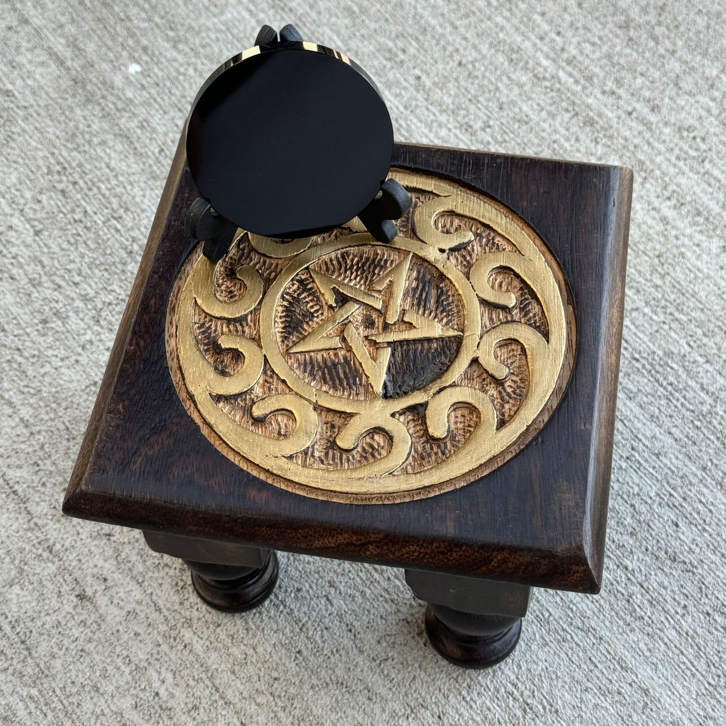 Obsidian Mirror with Stand
