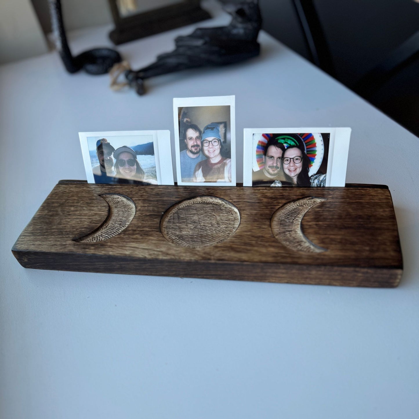 Wooden Card Display Stand with Triple Moon