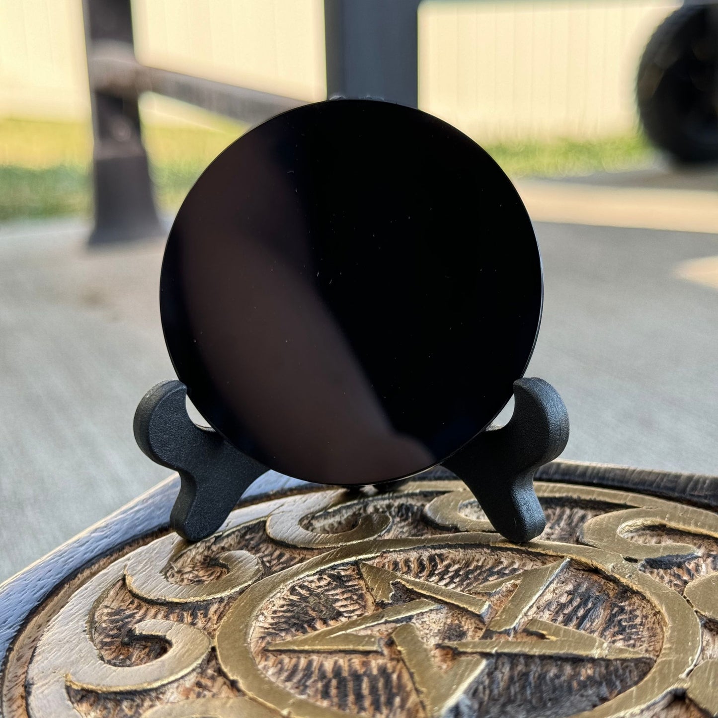 Obsidian Mirror with Stand