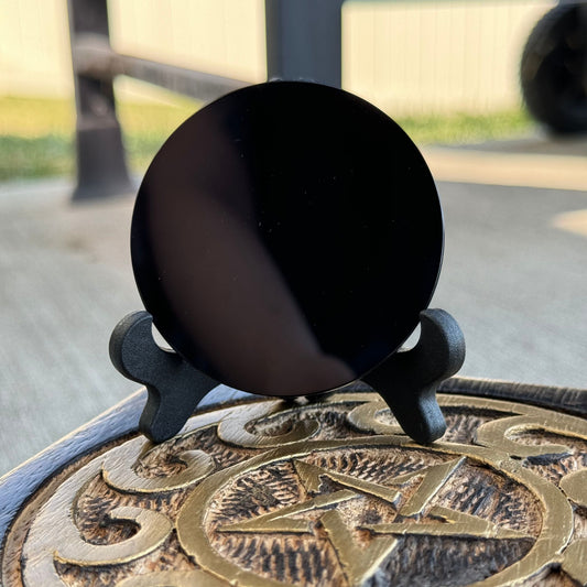 Obsidian Mirror with Stand