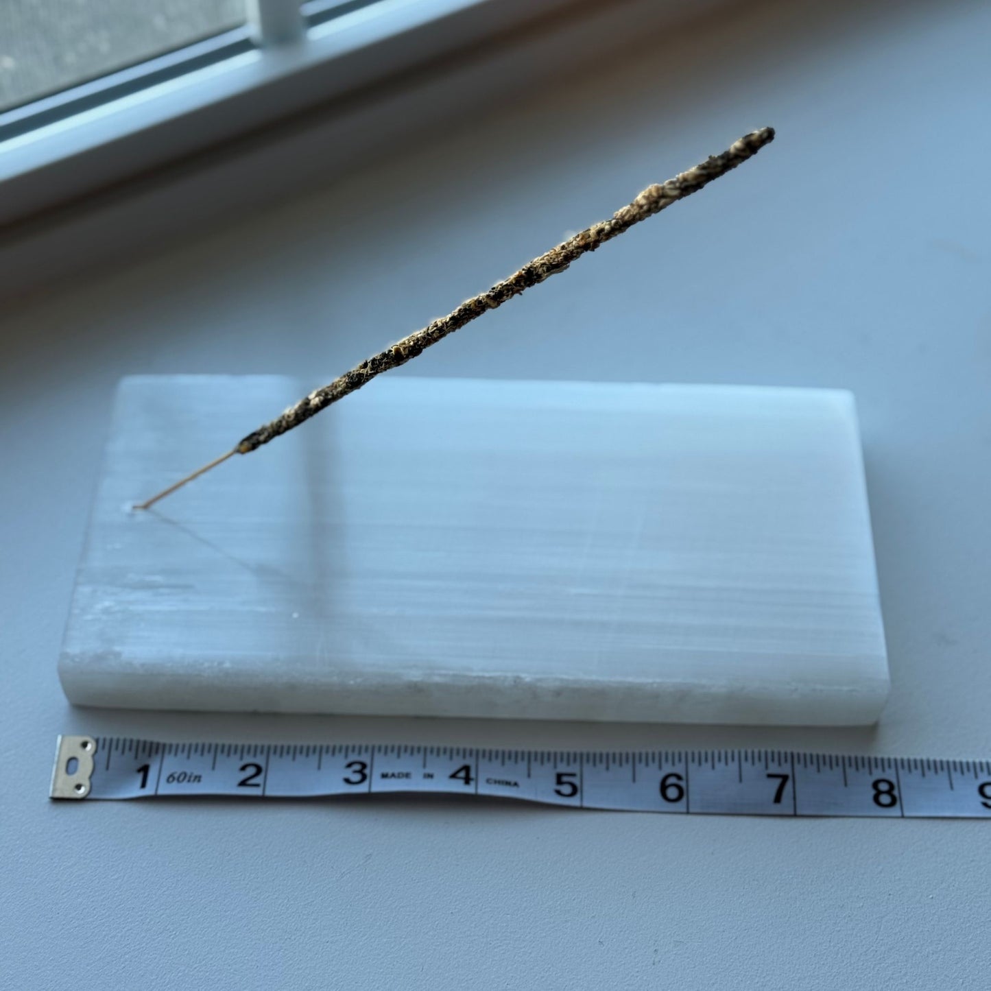 Selenite Slab (with incense hole)