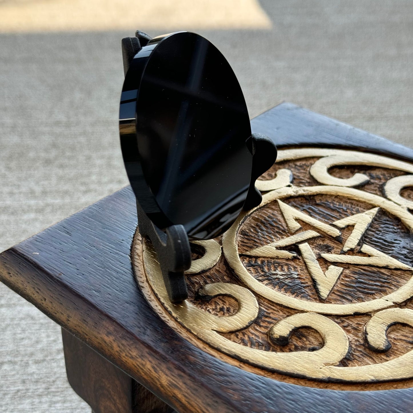 Obsidian Mirror with Stand