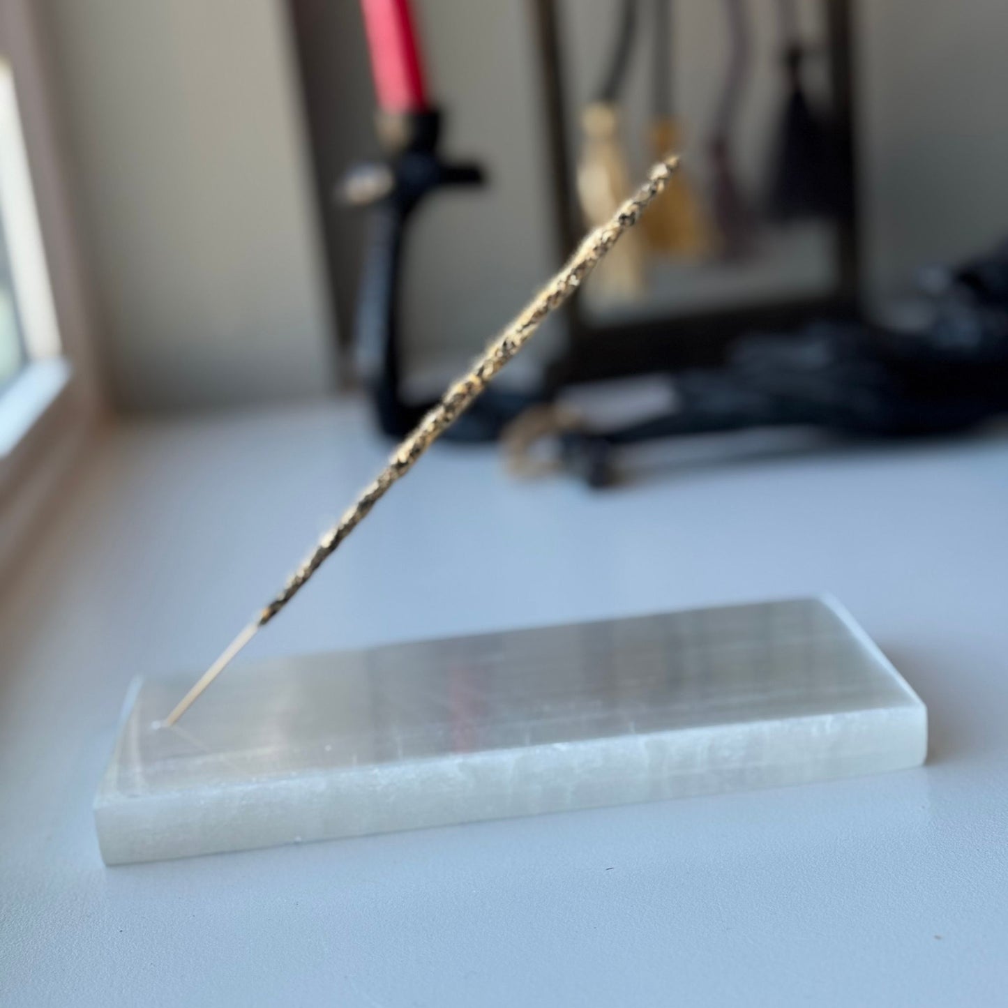 Selenite Slab (with incense hole)