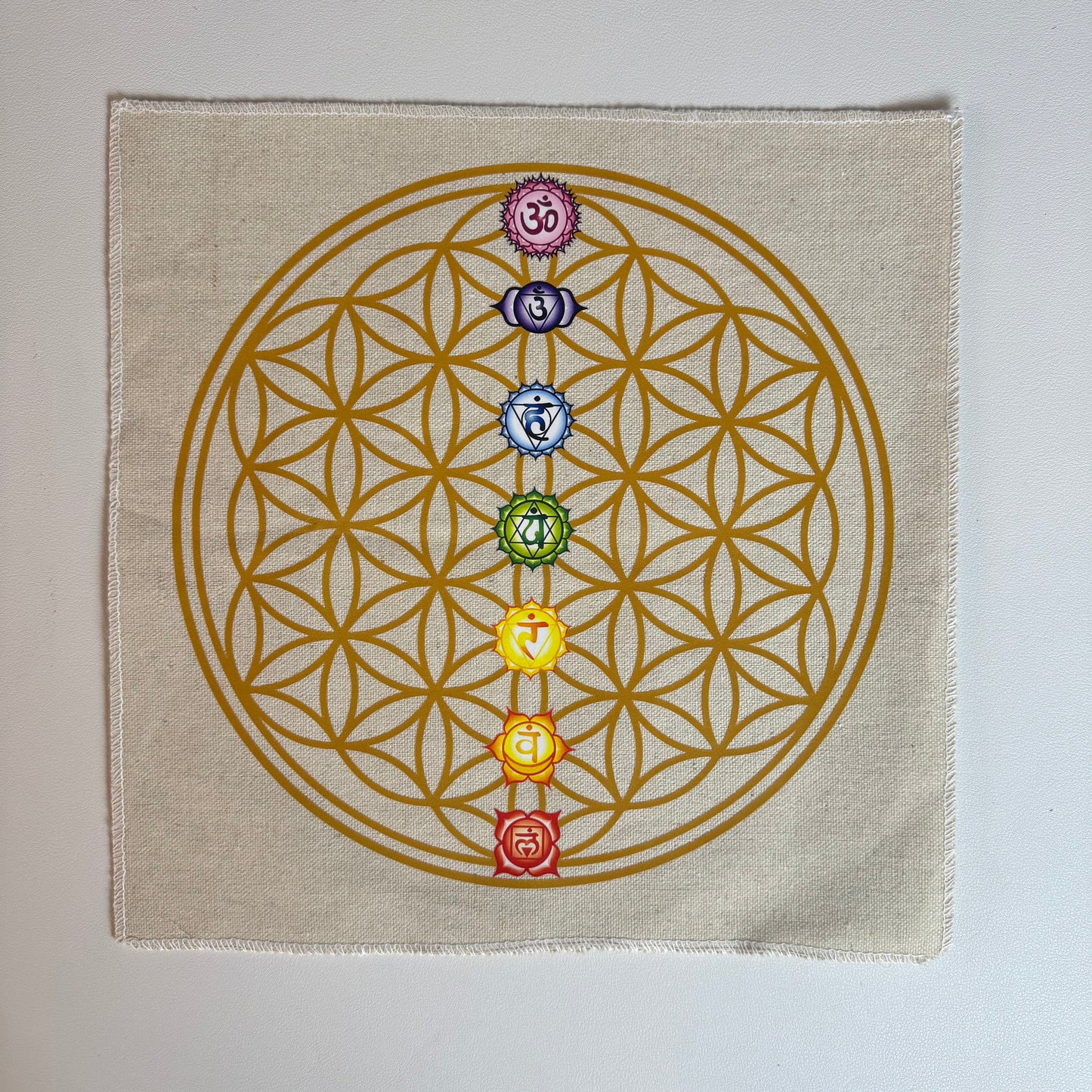 Crystal Grid Cloth - 12" Organic Cotton 7 Chakra