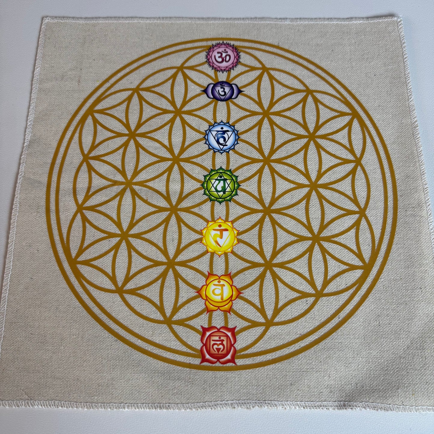 Crystal Grid Cloth - 12" Organic Cotton 7 Chakra