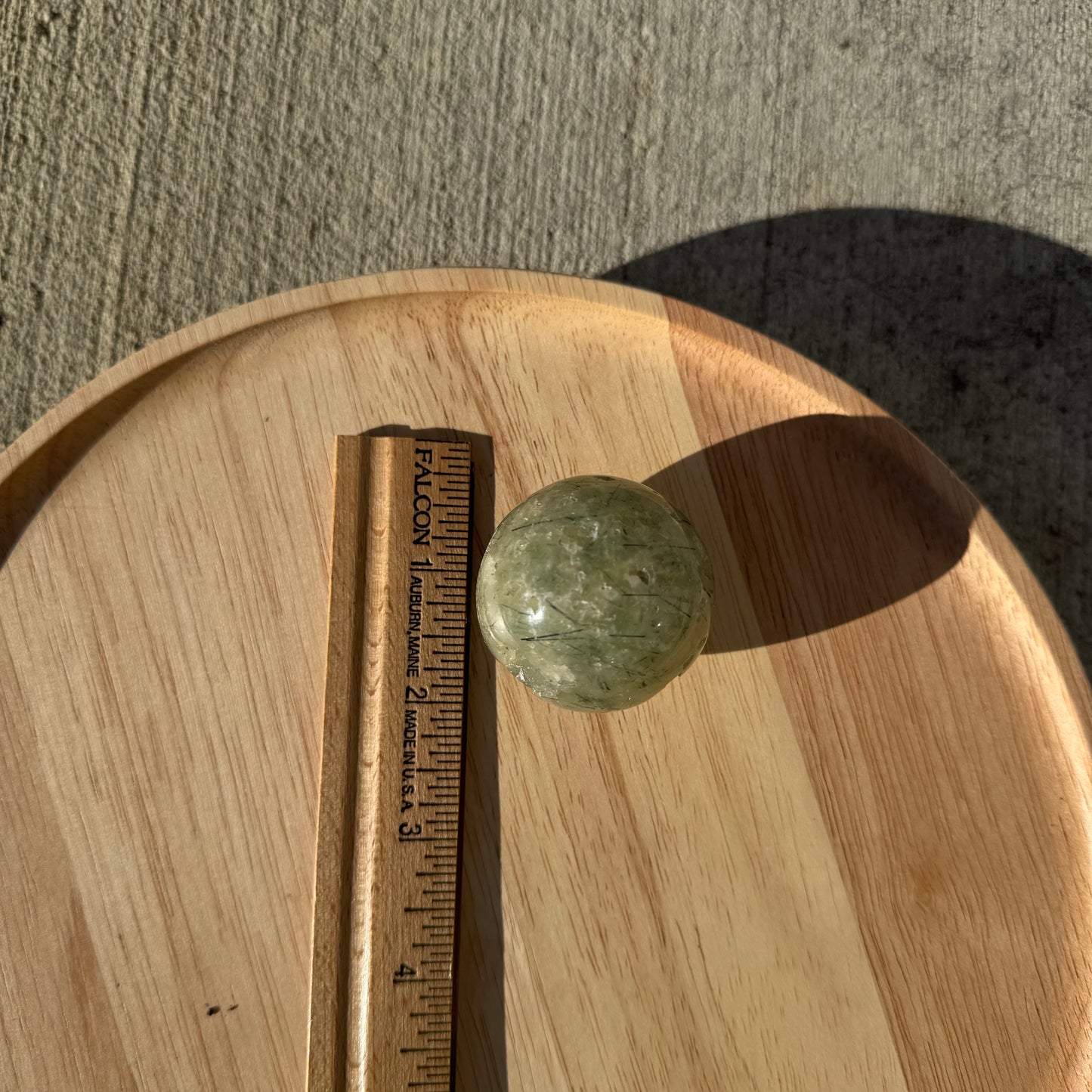 Prehnite Polished Sphere w/ Druzy Caves (40mm)