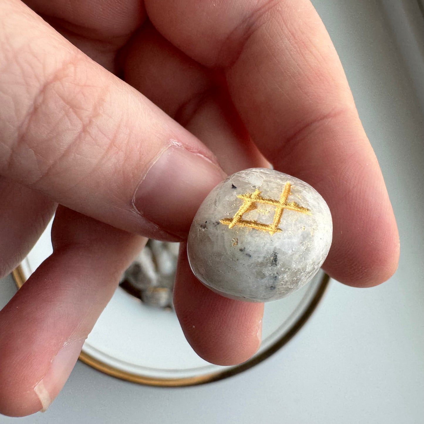 Rainbow Moonstone | One Intuitively Chosen Rune Stone